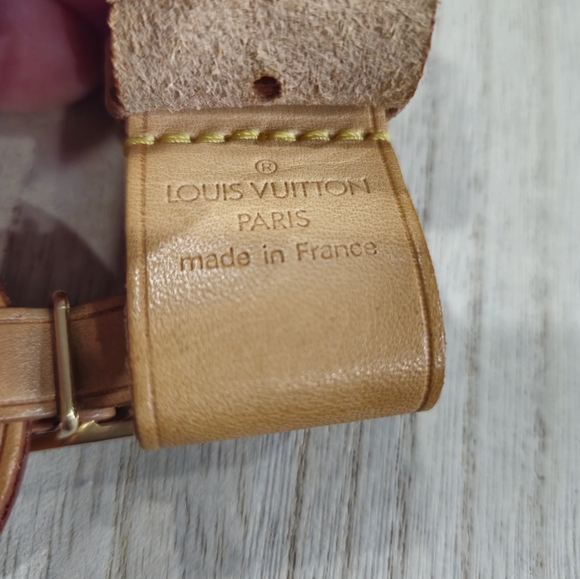 🐢 Vintage LOUIS VUITTON Vachetta Luggage Tag w/ Keepall Strap Holder - Picture 14 of 14